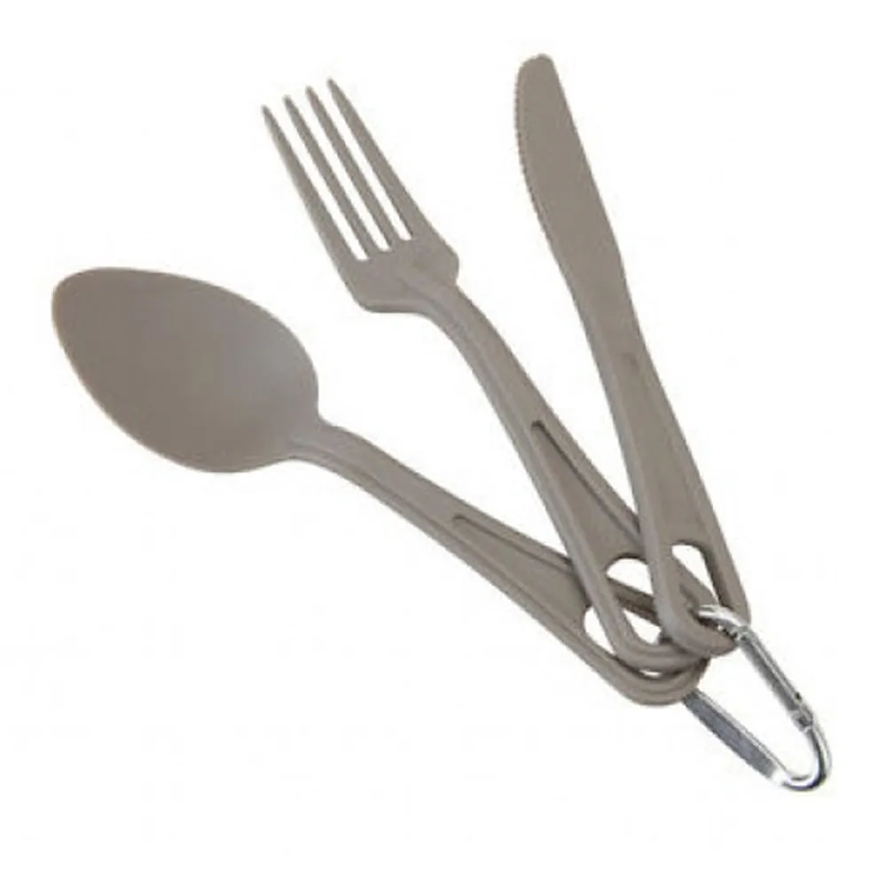 12 Pc Camping Cutlery Utensil Set Carabiner Knife Fork Spoon Durable Reusable