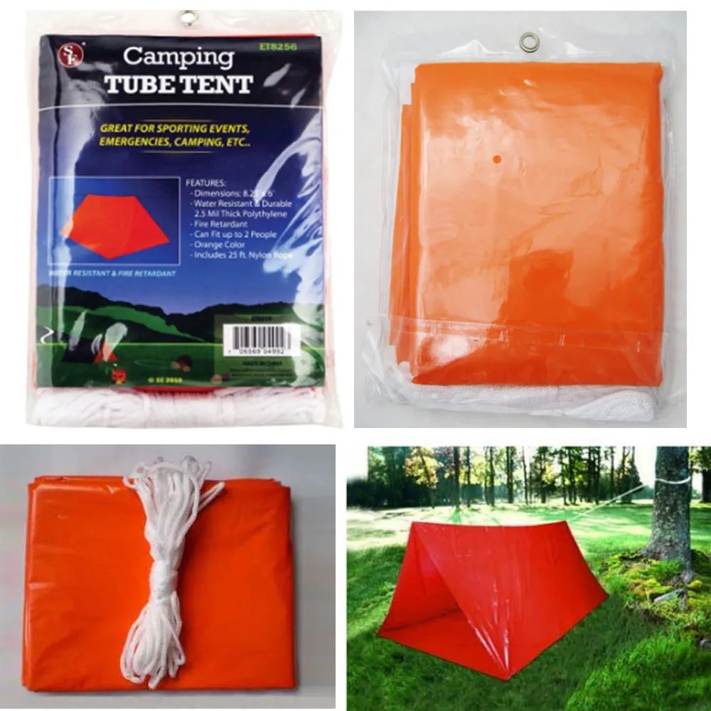 2 Pack Outdoor Emergency Tube Tent Camping Survival Shelter Lightweight Compact