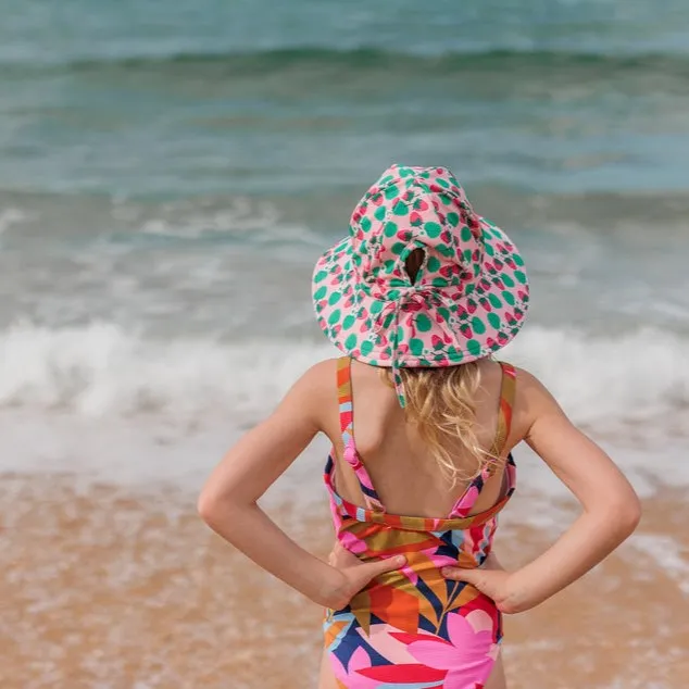 Acorn Kids: Wide Brim Swim Hat Strawberry Pink