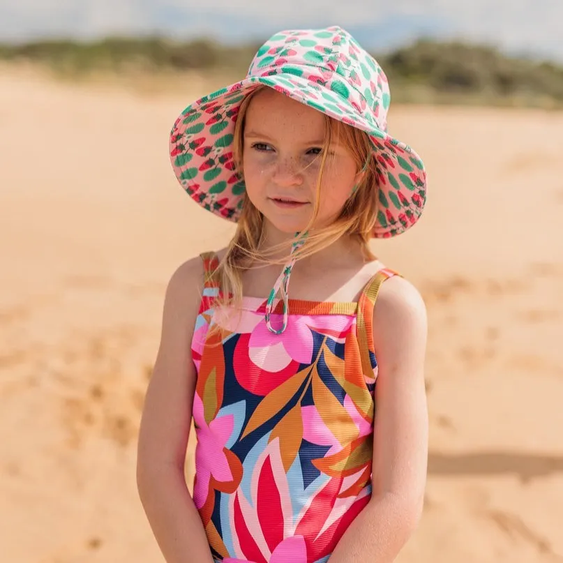Acorn Kids: Wide Brim Swim Hat Strawberry Pink