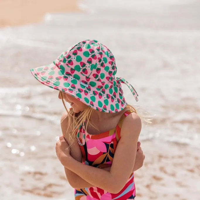 Acorn Kids: Wide Brim Swim Hat Strawberry Pink