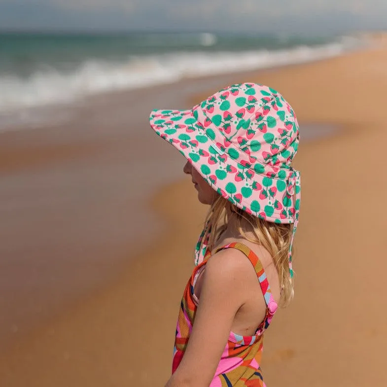 Acorn Kids: Wide Brim Swim Hat Strawberry Pink