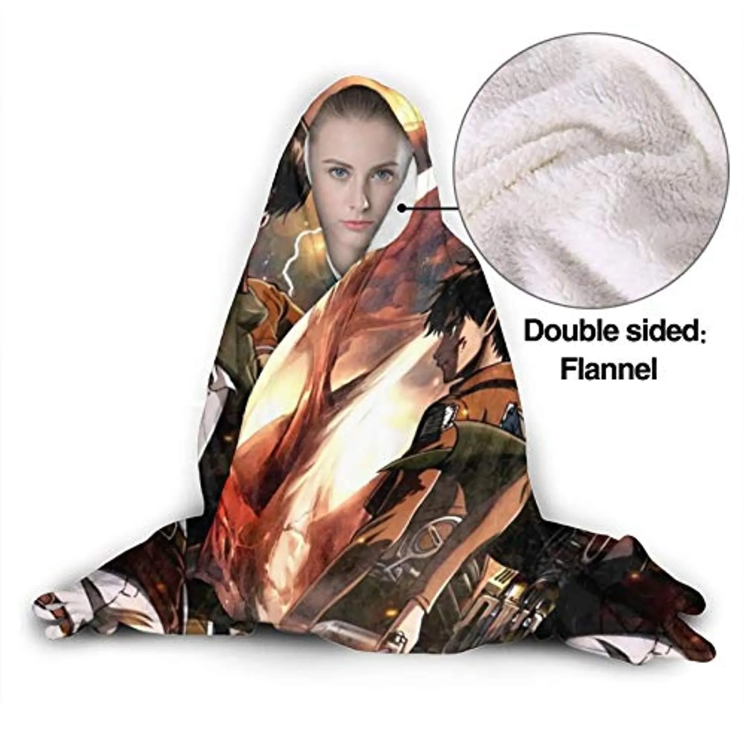 Anime Attack On Titan Hooded Blanket - Wearable Soft Throw Blanket