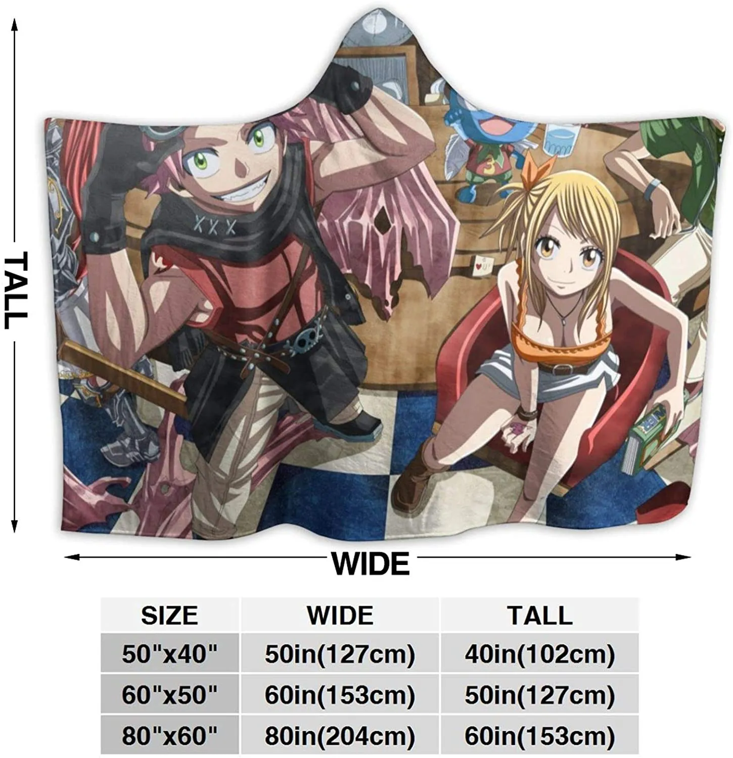 Anime Fairy Tail Fleece Flannel Hooded Blanket