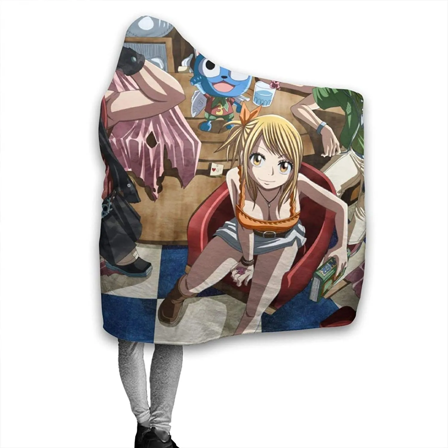Anime Fairy Tail Fleece Flannel Hooded Blanket