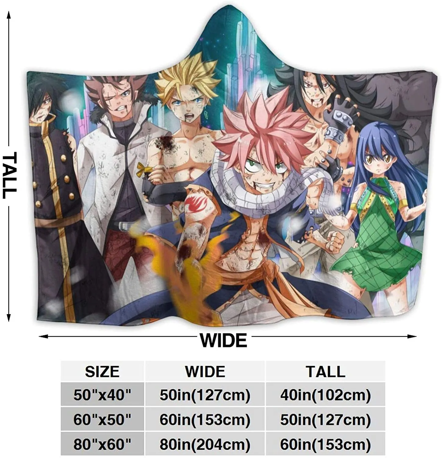 Anime Fairy Tail Fleece Flannel Soft Hooded Blanket