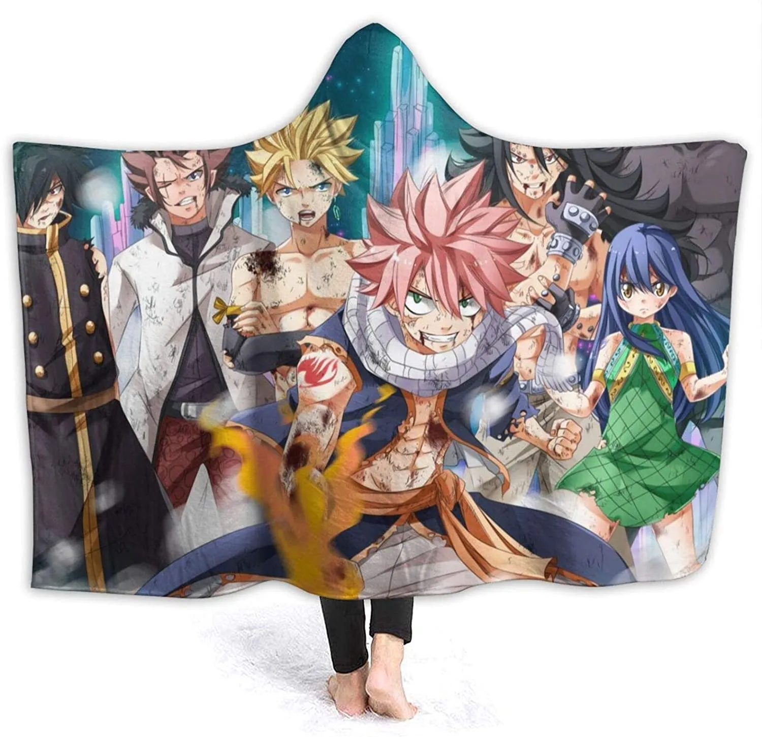 Anime Fairy Tail Fleece Flannel Soft Hooded Blanket