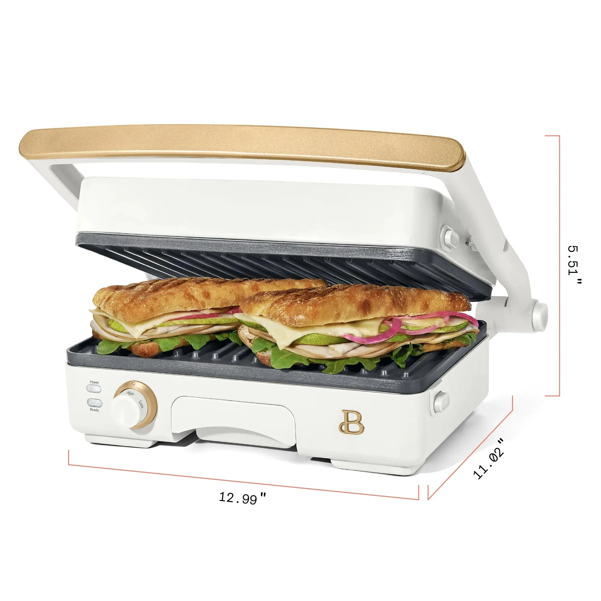 Beautiful 2-in-1 Panini Press & Grill, White Icing by Drew Barrymore