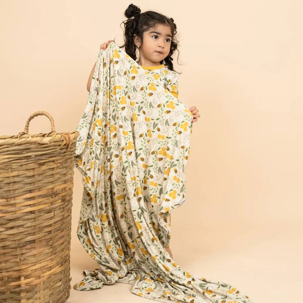 Happy Honey Bees Bamboo Blanket