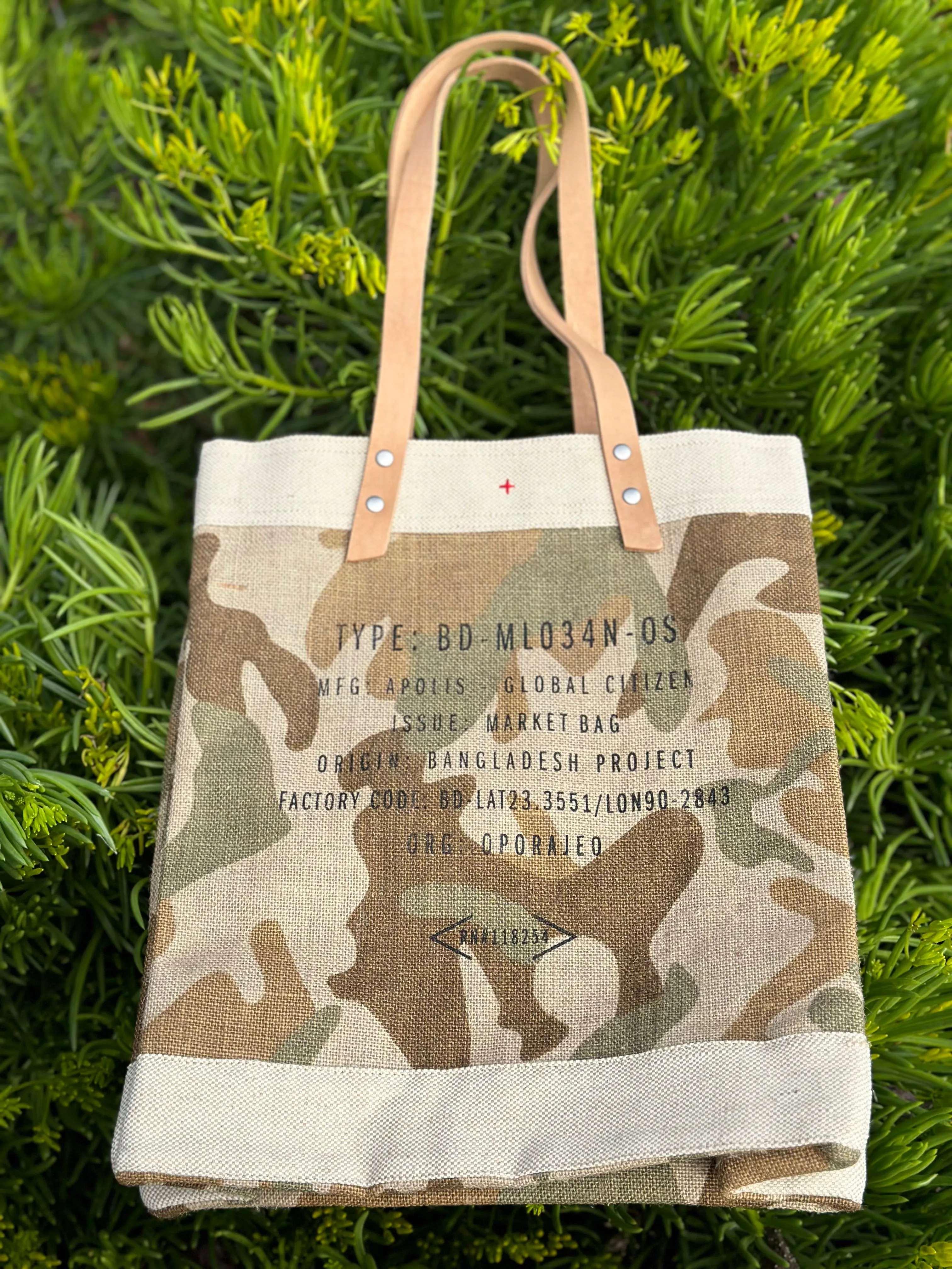 HERMOSA BEACH: City Series - Long Handle Market Bag in SAFARI CAMO (TYPE: BD-ML03N-OS)