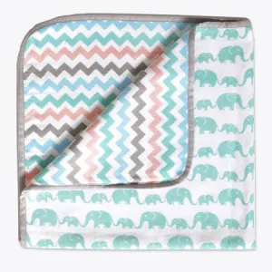 Masilo Organic Muslin Stroller Blanket - Elephant Parade