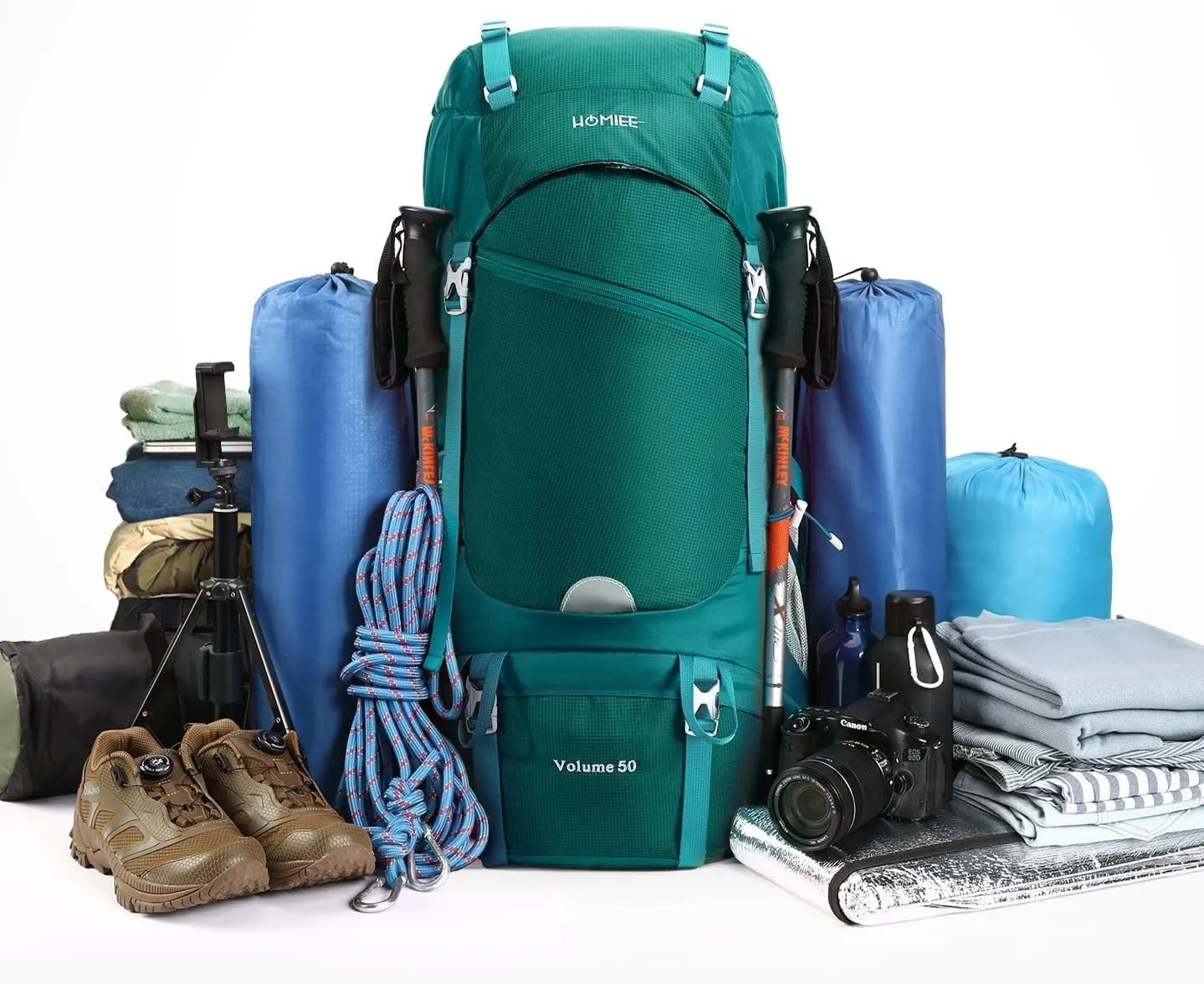 Sac  Dos Randonne 50-60L avec Housse de Pluie - Fitnessterapy