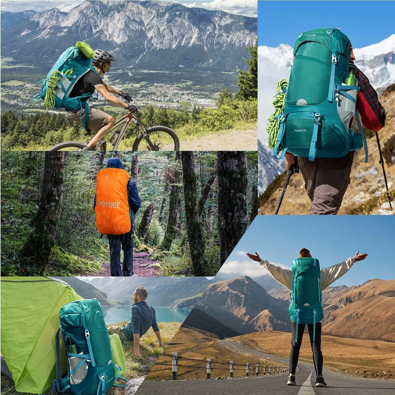Sac  Dos Randonne 50-60L avec Housse de Pluie - Fitnessterapy