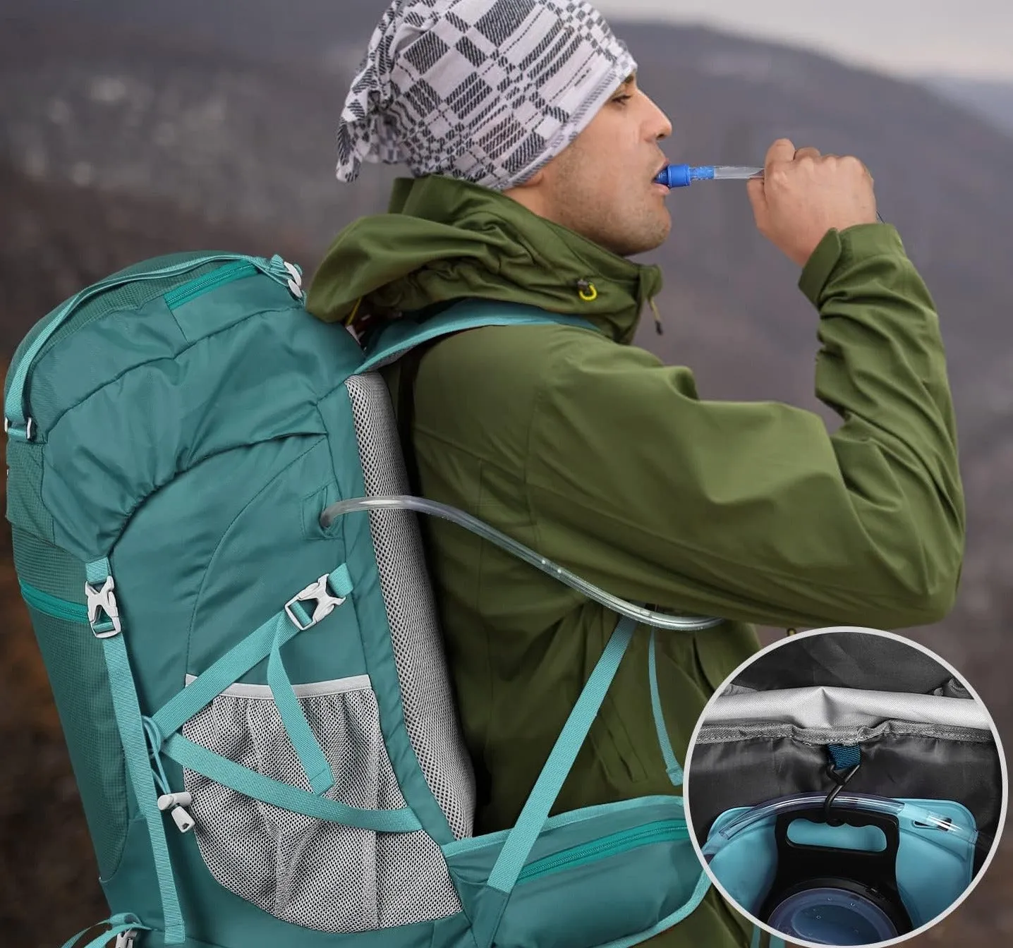 Sac  Dos Randonne 50-60L avec Housse de Pluie - Fitnessterapy