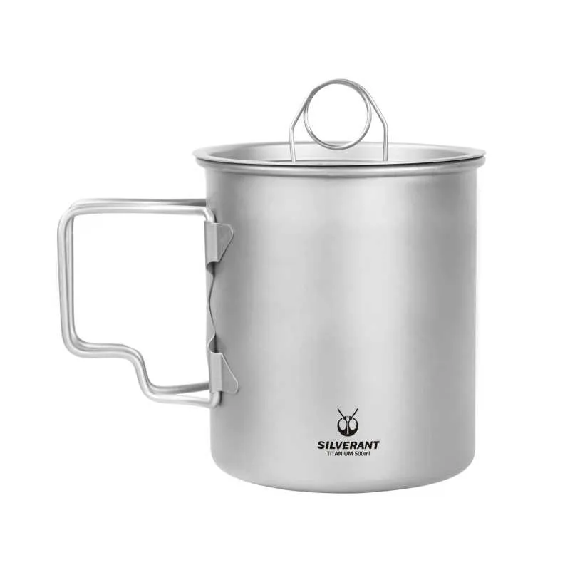 SilverAnt | Ultralight Titanium Cup With Lid | 500ml/17.6 fl oz