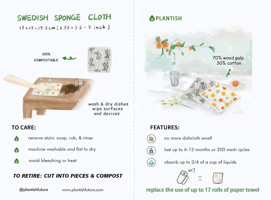 Swedish Dish Cloths | Compostable Sponge Cloths - Blueberry